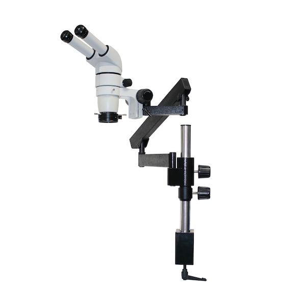 20 Deg. Head Stereo Zoom Microscope With LED Ring On Articulating Arm
